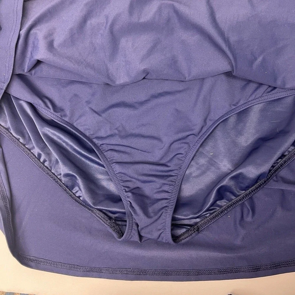 Lands' End Navy Blue Swim Skort Skirt Size 26W Pull On Elastic Waist